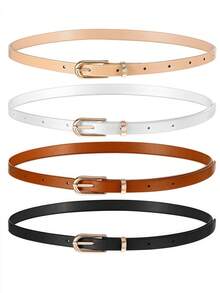 1 Pu Leather Belt With Shiny Gold Buckle, Suitable For Women's Casual Fashion In Summer, Autumn, And Halloween, Suitable As A Gift For Various Festivals, Gatherings, Parties, And Leisure Occasions In Summer, Autumn, Autumn, And Halloween - 彩色 - 查看 5