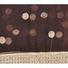 Woman's Embellished Net Dupatta Scarf Shawl Wrap Soft Bridal Wedding - Coffee - View 4