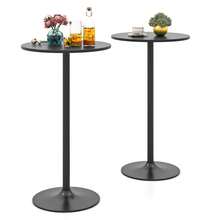 GOFLAME Round Bistro Table Set Of 2, Height Adjustable 40" Bar Height Cocktail Table Coffee Table With Metal Base, High Top Pub Table Snack Table For Home Bar, Dining Room, Cafe - Black - View 1