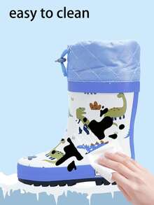 New Arrival Waterproof Boots For Boys And Girls Thermal-Lined Thick Warmth Snow Boots For Outdoor Adventures Rubber One-Piece Moulded Waterproof, Slip-Resistant And Wear-Resistant Kid's Rain Boots For Autumn And Winter Snowy Weather And Rainy Season Outdoor Play - Baby Blue - View 6