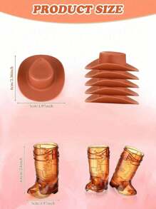 24 Stück (16 Stück Mini Plastik Cowboyhüte und 8 Stück Cowboystiefel Becher), Western Cowboyhut Stiefel Becher, Party Zubehör, geeignet für Themen Geburtstags Party Dekorationen und Cowboy Junggesellenabschied Gastgeschenke, 1oz