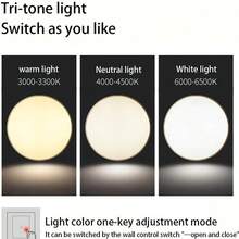 Lámpara de techo LED de arco de tres colores, foco de techo en forma de onda, bajo consumo de energía y alta iluminación, adecuada para sala de estar y cocina. - Negro - Ver 2