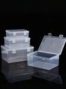 4 Piece Of Transparent Buckle Open-Type Portable Sundry Storage Box In Small, Medium And Large Sizes, Suitable For Storing Hair Accessories, Small Items On The Desktop, Dustproof And Anti-Fouling. - Clear - View 3