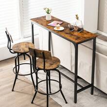 GOFLAME 120cm Bar Table Counter Height Table With Footrest - Brown - View 8