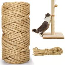 1/4 Inch(6mm)Natural Sisal Rope For Cat Scratcher, Cat Tree Rope Twine For Cat Scratching Post Replacement, Cat Tower With Scratch Post Repairing, Replace, Recovering And DIY