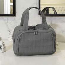 Large Capacity Waterproof Toiletry Bag,Travel Lightweight Large Wide-Open Travel Bag For Women, Puffy Cosmetic Makeup Bag Organizer With Handle For Accessories,Essentials, Toiletries - 深灰色 - 查看 2