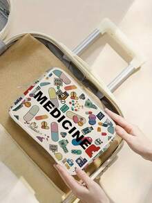 New Medicine Cosmetic Bag - Medical Bag,Toiletry Bag, Travel Essentials, Colorful Design For Medicines, Cosmetics & Travel Essentials - Ideal Gift For Friends & Family, Personal Care Organizer | Playful Design, Medicine Storage Bag Portable Travel Toiletry Bag With Zipper, Aviation Standard Cosmetic Bag, Can Store Medicines, Medical Kits, Etc.(Pattern Randomly Cut) Medicine Bag Medicine Organizer For Travel For Outdoor First Aid Bag