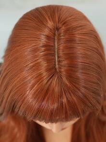7JHH WIGS Stylish Ginger Orange Wigs Extra Long Wavy Wig With Bangs, High Density Heat-Resistant Fiber Hair, Fluffy Natural Synthetic Ginger Wigs For Women Halloween Party Use 28 Inch Beginners Glueless Wig Accessories - 薑色 - 查看 6