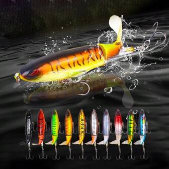 1 Pc 13g Topwater Fishing Lure Whopper Popper Artificial Bait Hard Plopper Soft Rotating Tail Fishing Tackle Fishing Bait