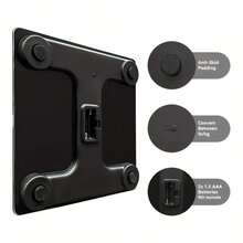 396磅（约180公斤）承重智能电子浴室秤，电池供电（2节AAA电池），带温度显示和高清LED显示屏，单键开/关，自动开/关，钢化玻璃材质，适合家庭和健身房使用，健身和减肥必备 - 彩色 - 查看 5