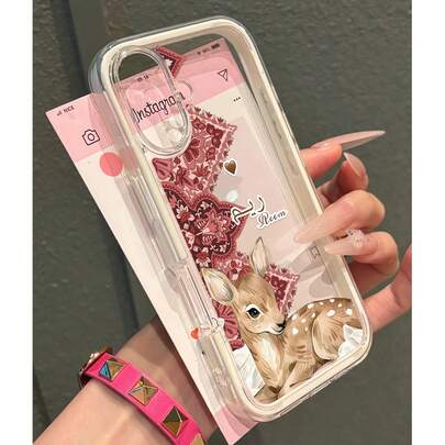 Ins 风格高品质多巴胺彩色插画蛋糕图案手机壳，防震透明，兼容 15/16 Pro Max，创意 Apple 11/12/13/14 Pro 手机壳