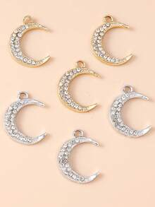 10 piezas/paquete Accesorio creativo con colgante de luna hueca y conejo, collar y llavero DIY