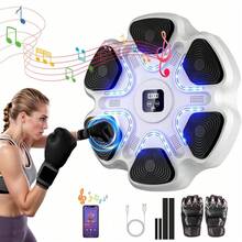 Music Boxing Machine, Interactive Punching Trainer With Boxing Gloves,Wall Mounted Electronic Boxing Target For Adults,9 Modes & 9 Speeds - White - View 9