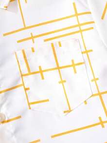 Youngboy 儿童休闲前卫贴袋不对称条纹长袖衬衫，适合正式活动、聚会、表演 - 白色 - 查看 4