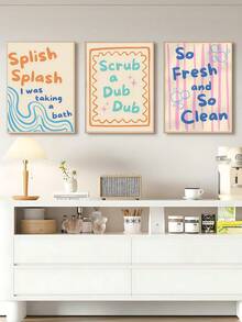 1/3PCS Modern Splish Splash Scrub A Dub Dub Bathroom Print Bathtub Washroom Decor Bath Poster Sign, Cartoon Quotes Wall Art, Funny Bathroom Canvas Wall Art Bedroom Decor, Living Room Decor, Office Decor, Dining Room Wall Decoration, Kitchen Decor, Study Room, Corridor, Dormitory Decoration, Bathroom Decor,Ideal Gift For Friends, Wall Arts, Wall Decor, Home Decor, Room Decor, Canvas Wall Art, Posters, Wall Art With Frame, Optional Frame ﻿