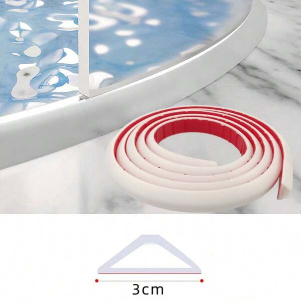 1pc 1m & 3 Meters Flexible Bathroom Threshold Seal Strip, TPE Material, Easy To Install And Clean, Suitable For Shower And Toilet Doors
