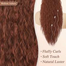 30 Inch Auburn Long Curly Drawstring Ponytail Extension Synthetic Comb Clip In Pony Tails Hairpieces For Women Voluminous Natural Looking Long Curly Auburn Ponytail Hair Extensions - MediumAuburn - View 3