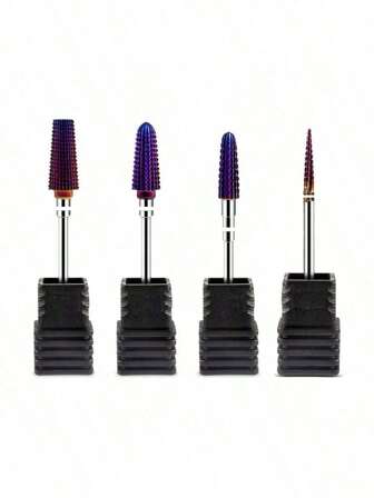 1 o 4 piezas Juego de brocas de carburo de tungsteno para lima de uñas, Herramientas de limpieza y recorte de uñas 5 en 1, Accesorios profesionales de manicura y arte de uñas, Grano medio y fino, Vástago de 3/32", Sin olor