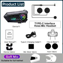 Y10 Motorcycle Helmet Bluetooth Headset 1000Mah Super Long Standby Wireless Hands-Free Waterproof Motorbike Earphone Soft Mic/Hard Mic