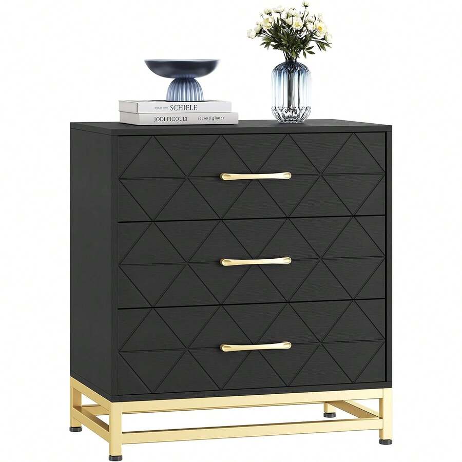 Slim 3-Drawer Dresser For Space Saving, Soft-Close Glides And Anti-Tip Kit Included, Tall Storage Organizer For Bedroom,Closet,Nursery,Home Office, Black - màu đen - Xem 1
