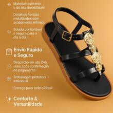 Women's Luxury Gladiator Flat Sandals With Thin Straps - Caribbean - màu đen - Xem 5