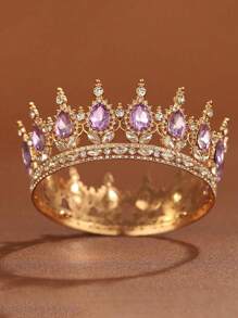 1 pieza Corona nupcial de estilo vintage de aleación con cristales , tocado con cristal en forma de gota para fiesta de cumpleaños, diadema de reina para disfraz