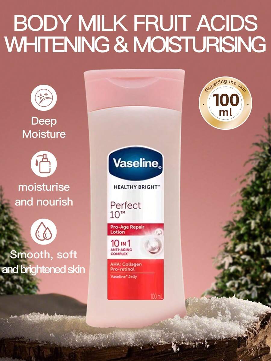 1 Bottle 100ml Vaseline Fruit Acid Body Lotion, Exfoliating, Brightening, Moisturizing. Compound Fruit Acid + Ceramide, Gentle Exfoliating And Nourishing Body Cream For Rough, Bumpy Skin - Body Lotion 100ml Fruit Acid - View 1