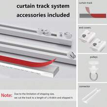 Self Adhesive Curtain Track, Paste Type No Need To Drill, Suitable For Smooth Ceiling Or Wall, Closets, Door And Window Frames, Meet Multi-Scenario And Multi-Functional Needs Bathroom Decor