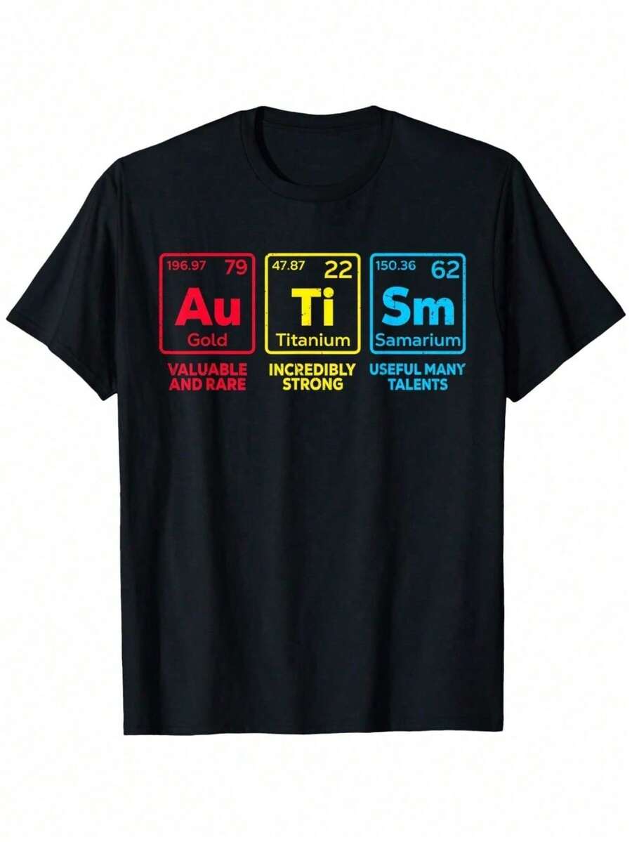 Autism Awareness Women & Youngsters' Men & Youngsters' Kids Mom EleMen & Youngsters'ts Periodic Table T-Shirt - màu đen - Xem 1