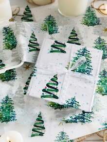 10/20pcs Colored Light Christmas Tree Pattern Thin Paper, 19.69 Inches X 13.78 Inches Gift Wrapping Paper, Suitable For Wedding, Christmas Gifts, Birthday Gift Packaging, Bouquet Filling, Party Gifts