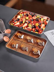 1pc/6pcs Large Rectangular Stainless Steel Food Storage Container With Leak Proof Lid, Stackable, Reusable, Transparent Lid, Hand Wash, Multi-Purpose Food Storage Box, Kitchen Storage Container, Suitable For Home And Outdoor Use, Home Decoration Storage, Christmas, Thanksgiving, Halloween