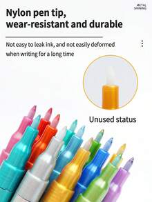 1pc Metallic Acrylic Marker Pen, Super Gold Model Coloring Brush, Watercolor Graffiti Pen, Fine Tip Paint Marker, DIY Touch Up Paint Pen, Waterproof & Smudge-Proof, Highlighter Signature Pen