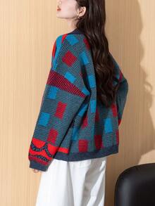 Alicedudu Women's Casual Minimalist Chinese Style Holiday Knit Cardigan, Autumn/Winter - Multicolor - View 2