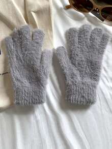 5 pares de guantes de punto de lujo tipo cachemira, guantes de invierno sólidos y suaves para mujer, regalos perfectos de Navidad, guantes de invierno cálidos, guantes esponjosos lindos, regalo de cumpleaños