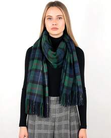 Long & Wide Scottish Tartan Plaid Shawl Wrap – Soft Cashmere Feel Winter Scarf, Outlander-Inspired Christmas Gifthalloween - 海軍綠格子 - 查看 6