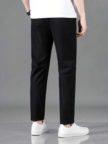 Men's Lightweight Casual Sports Pants, Elastic Waist, Solid Color, 4-Way Stretch, Unlined, Straight Leg, Suitable For Sports, Outdoor, Running