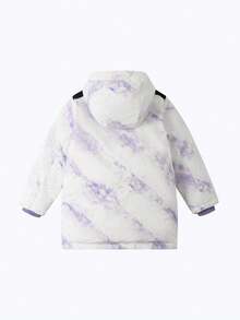 Annil Ropa para niños, niñas, adultos y adolescentes, chaquetas acolchadas de media longitud para mantener el calor y la protección contra el frío, para esquí al aire libre, antiestática, con estampado de montañas nevadas, chaquetas con capucha con estampado oscuro para el invierno