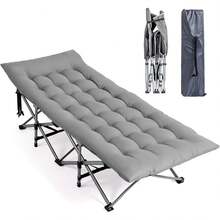 Folding Camping Cot Bed,Camping Cots For Adults With Mattress, Foldable Cots For Sleeping With Pillow 1200D Layer Oxford For For Guest,Travel,Hiking Grey - Grey - View 1