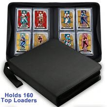 Raccoglitore, contiene oltre 160 top loader, custodia per conservazione di carte con tasche da 4 pezzi per top loader da 3 x 4 pollici, tasche su entrambi i lati per carte da collezione