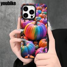 Fundas y carcasas protectoras con orificios grandes, diseño de calabaza colorida, compatibles con phone 16 Pro Max, 16, 15 Pro, 14, 14 Plus/14 Pro Max, 13, 13 Pro, 12 Pro y 11/11 Pro. Regalos para cumpleaños y festivales - Blanco - Ver 6