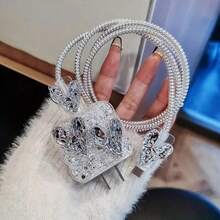 闪光心形保护壳适用于 Apple 18W/20W 原装充电器适配器，软壳 - 銀色 - 查看 4