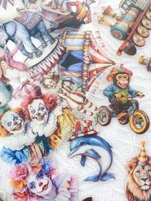 50pcs Cartoon Circus PET Transparent Stickers Funny Clown Lion Decals DIY Scrapbook Phone Fridge Helmet Skateboard Stickers - Multicolor - View 8
