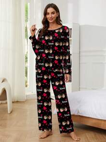 Ensemble de pyjama personnalisé pour femmes grandes tailles, photo de gros plan unique, remplacement du visage du couple, ambiance de vacances, hiver
