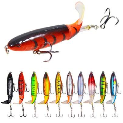 10ps Fishing Lures Bait Topwater Floating Rotating Tail For Bass Artificial Bait Kit
