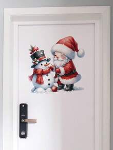 1 pièce Autocollants de toilette Père Noël et Bonhomme de neige - Autocollants de toilette de salle de bain - Autocollants détachables imperméables, décorations de fête - Noël, Nouvel An - Parfait pour les décorations de salle de bain et les cadeaux de fête, Idéal pour Noël, décoration de fête à thème, décorations de Noël Décorations d'hiver