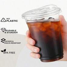 20/50pcs 16oz Disposable Plastic Cups With Lids - Multipurpose Clear Cups For Cold Drinks, Suitable For Beverages, Coffee, Soda, Juice, Milkshakes, Ideal For Parties, Weddings, Holidays, Picnics, Travel And Events