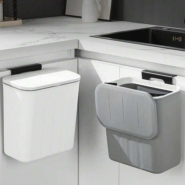 1pc Slimline Wall Mounted Trash Can - High-Capacity, Aesthetically Design With Lid - Space-Saving Garbage Can For Home Use - Perfect For Living Room, Toilet, And Kitchen