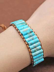Bohemian Style Square Stone Beaded Multi-layer Braided Pu Leather Bracelet For Women - 1 - View 21