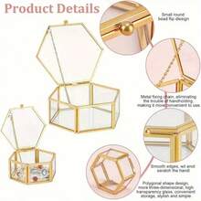 Glass Vintage Jewelry Box - Elegant Golden Geometric Jewelry Display Organizer For Home Decor, Perfect Keepsake Storage Solution For Rings, Earrings, And Trinkets, Ideal Gift For Birthdays, Anniversaries, And Holiday Celebrations, Stylish And Functional Decorative Box To Enhance Your Living Space And Keep Your Treasures Organized