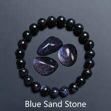 Natural Handmade Blue Sandstone Beaded Bracelet, Suitable For Both Men And Women, Can Relieve Stress, Wear Daily, Relieve Anxiety, Also A Great Gift For Holidays - Royal Blue - View 2